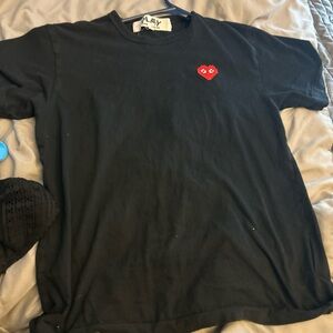 Comme des Garcons Black Tee with Red Emblem